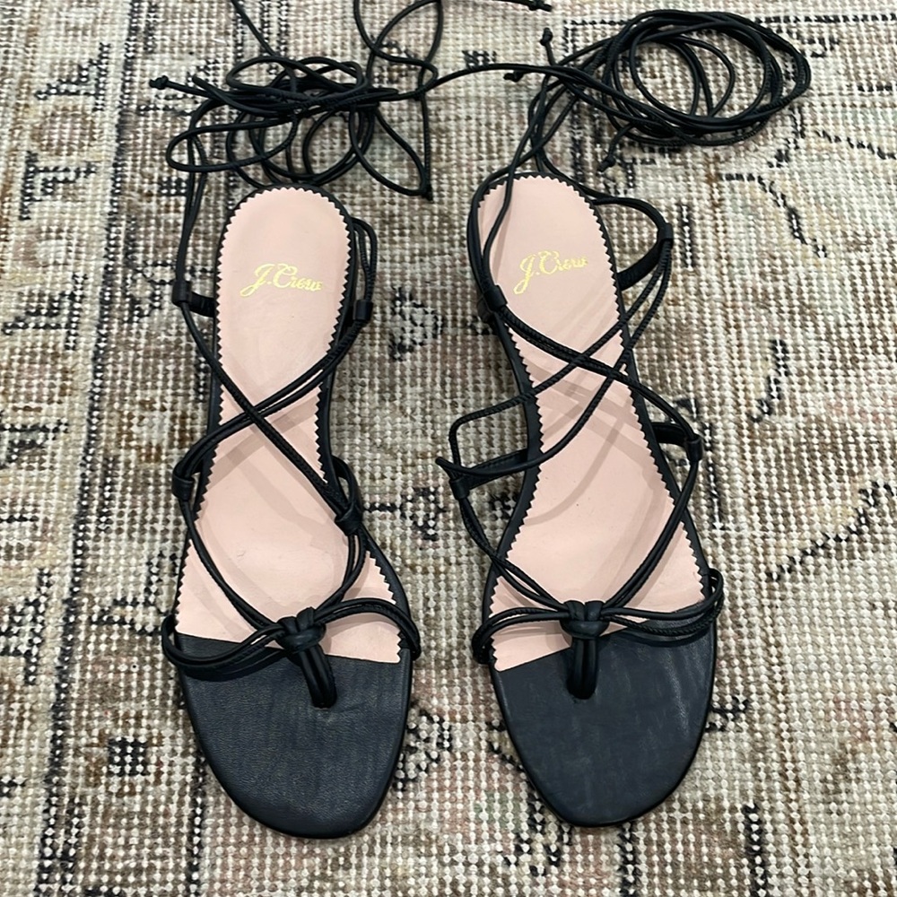 Jcrew black ankle wrap sandals size 8